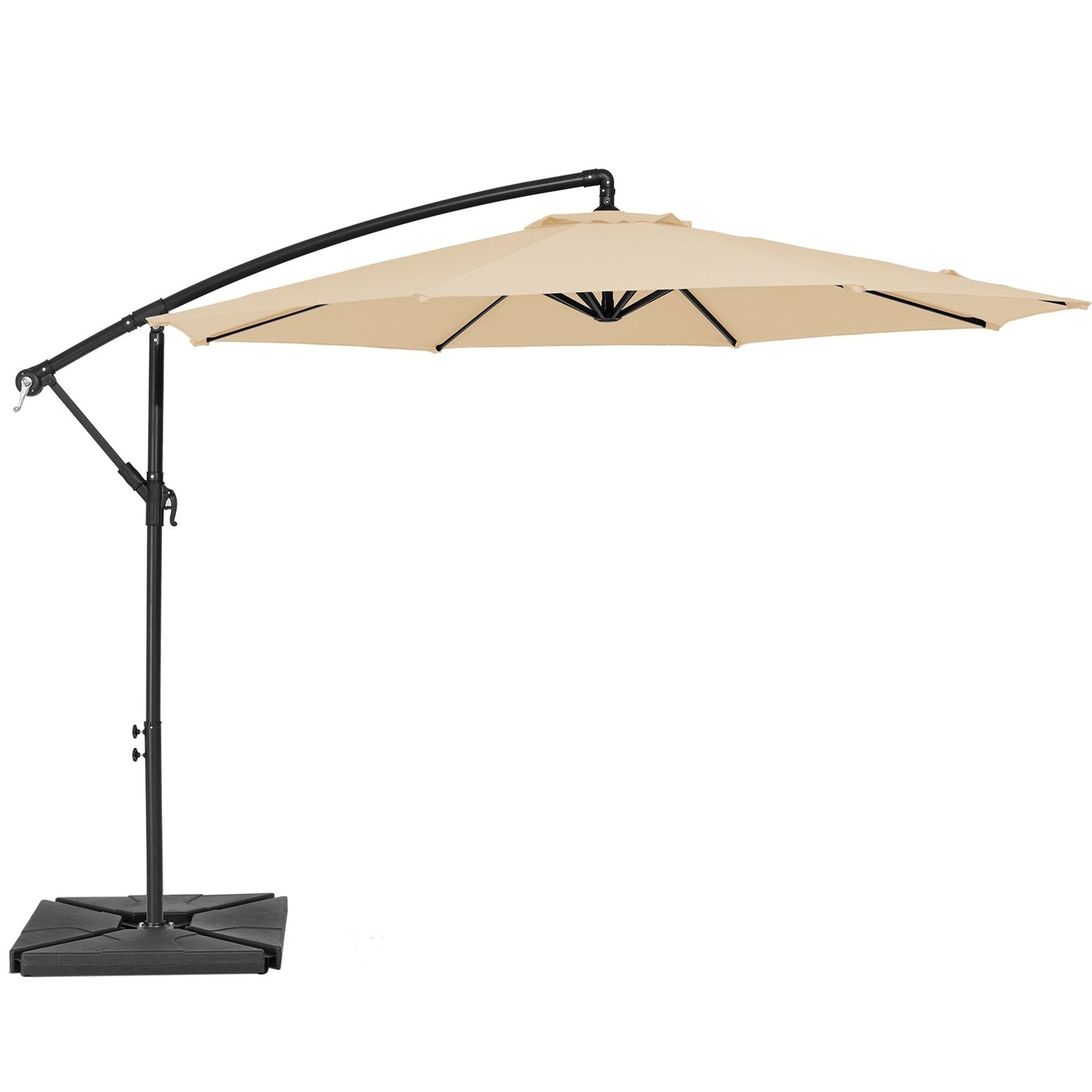 Parasol cantilever en acier de 3 m avec levier de manivelle et base lestée