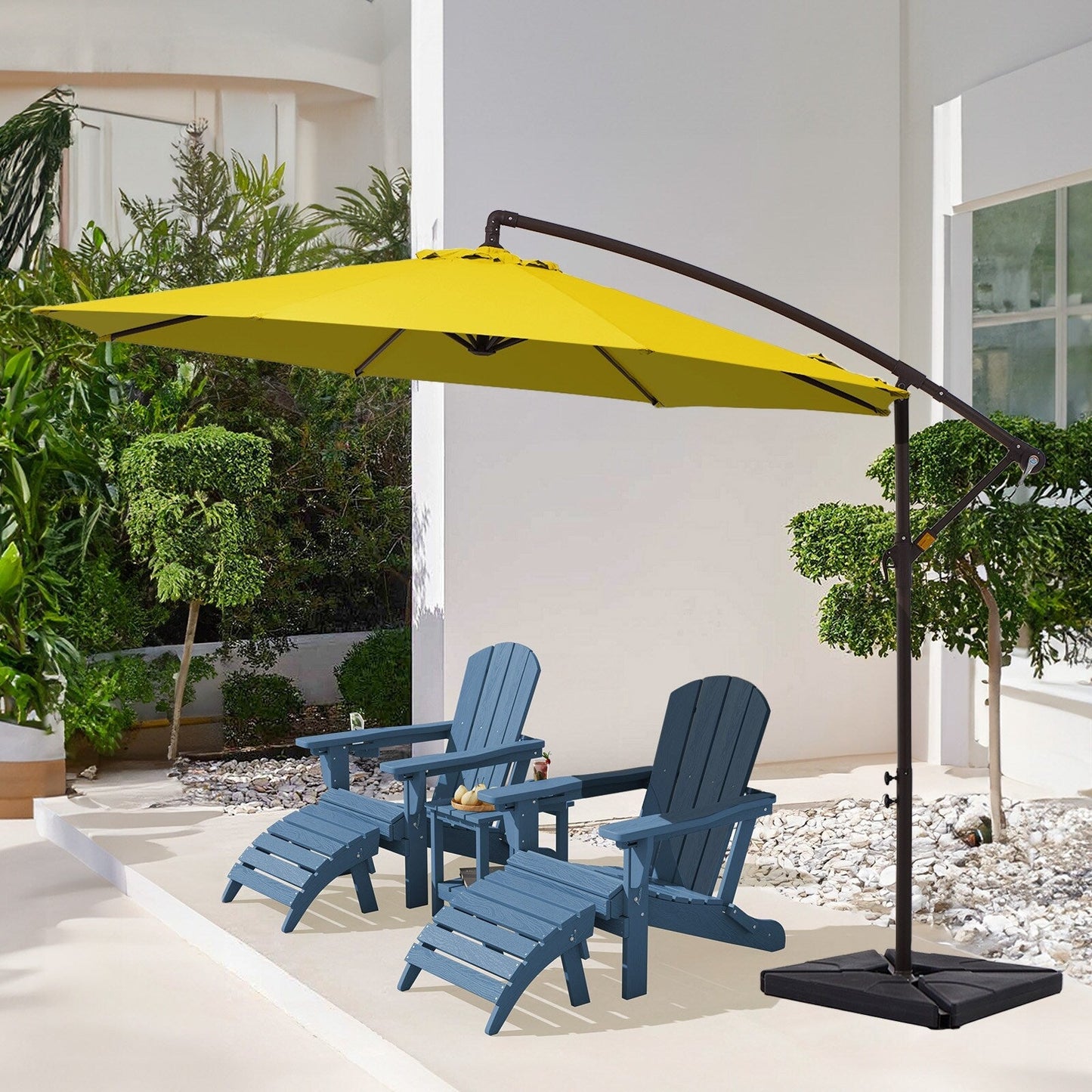 Parasol cantilever en acier de 3 m avec levier de manivelle et base lestée
