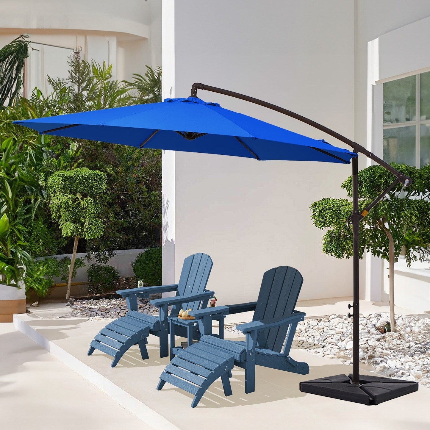Parasol cantilever en acier de 3 m avec levier de manivelle et base lestée