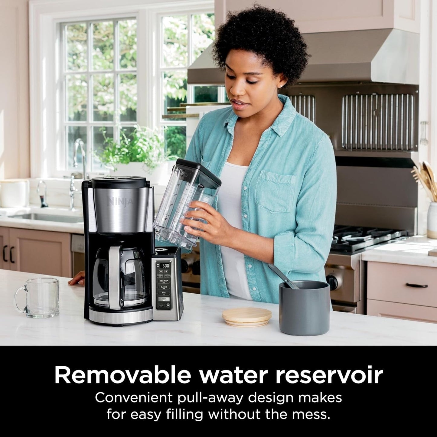 Machine à café programmable 12 tasses, 2 modes de préparation, plaque chauffante réglable, réservoir de 60 oz, fonction de préparation différée, acier inoxydable noir.