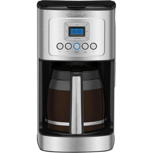 Machine à café programmable 14 tasses, carafe en verre, contrôle de la force du café, réglage 1 à 4 tasses, acier inoxydable