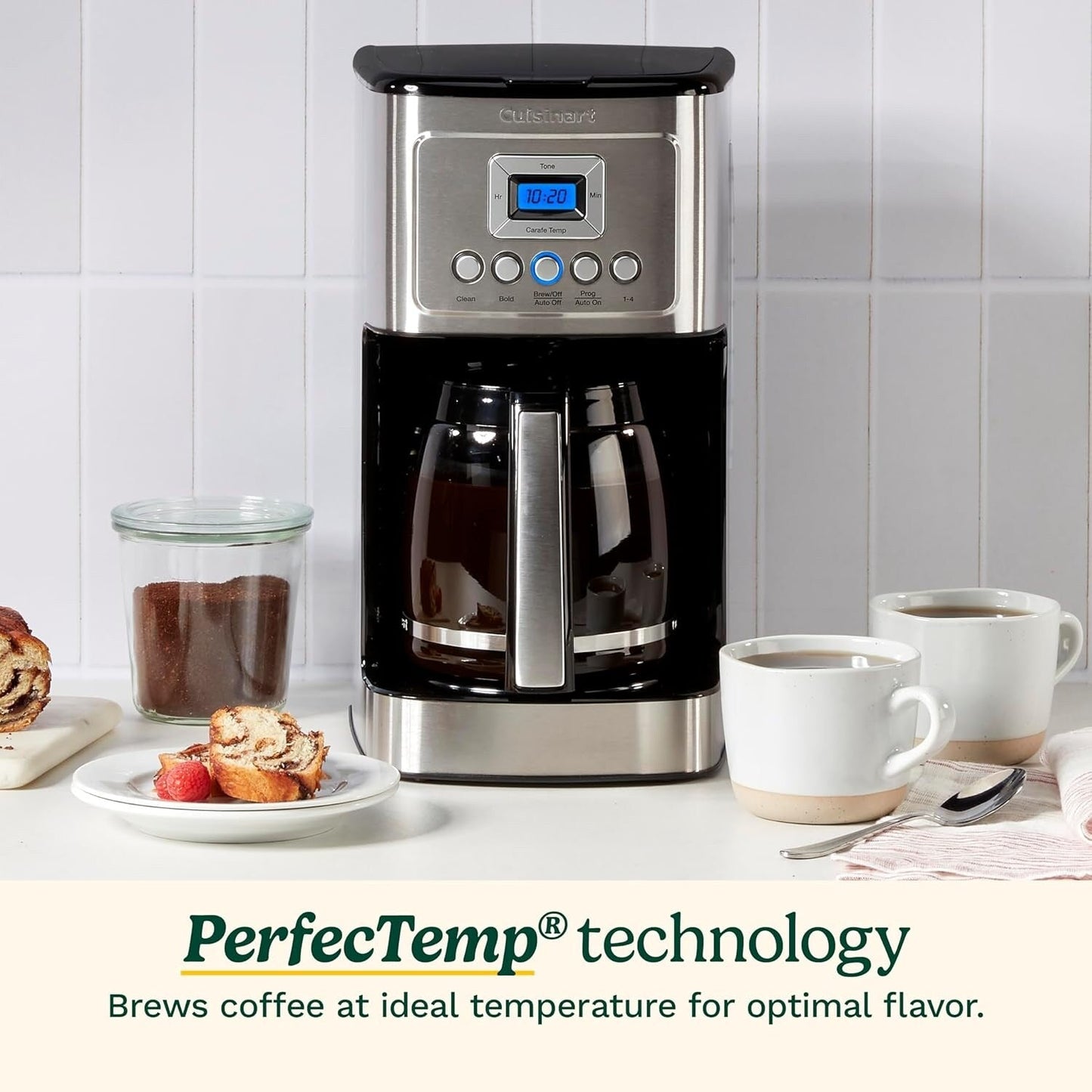 Machine à café programmable 14 tasses, carafe en verre, contrôle de la force du café, réglage 1 à 4 tasses, acier inoxydable