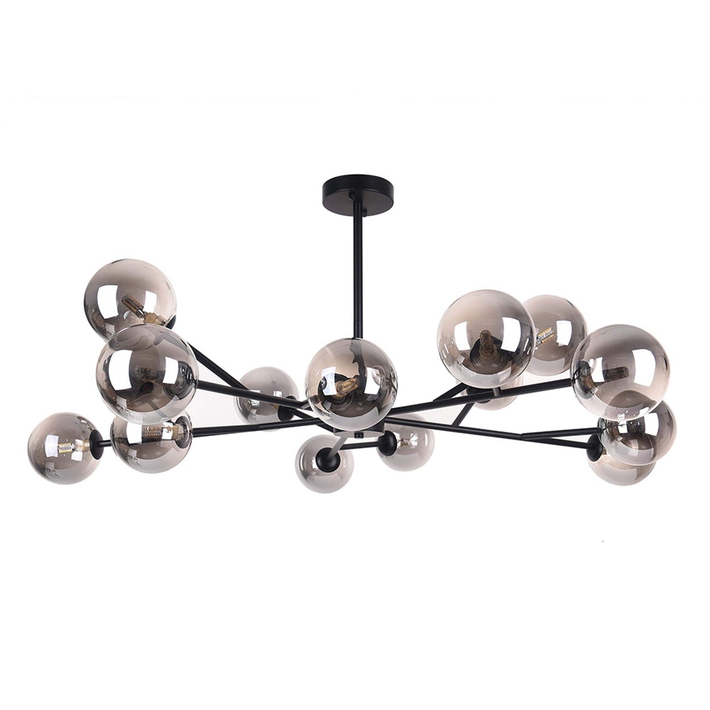 Grand lustre Sputnik à bulles moderne en noir ou doré pour salle à manger