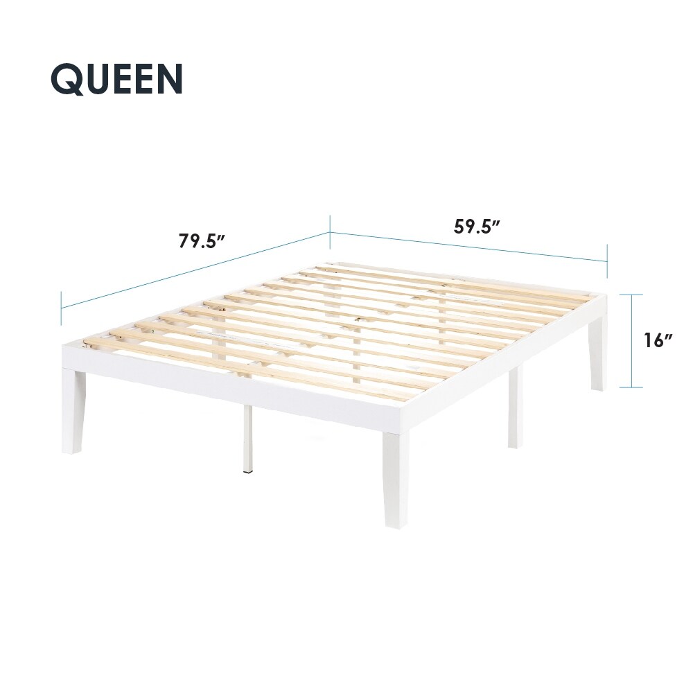 Cadre de lit plateforme en bois massif classique de 40 cm (16 pouces) disponible en plusieurs finitions