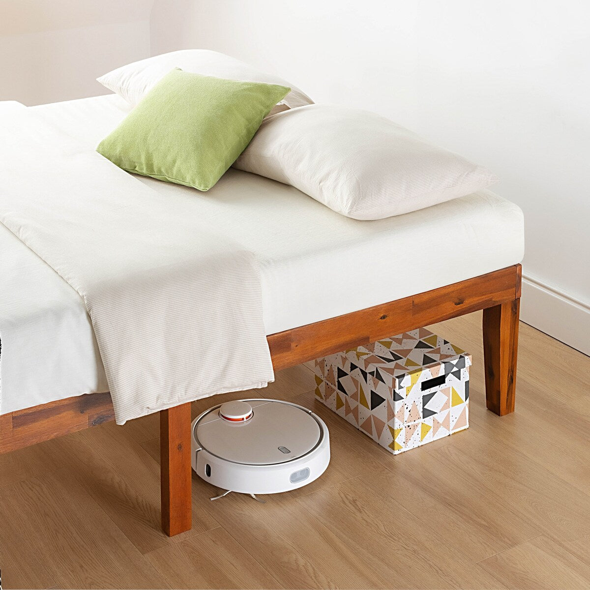 Cadre de lit plateforme en bois massif classique de 40 cm (16 pouces) disponible en plusieurs finitions