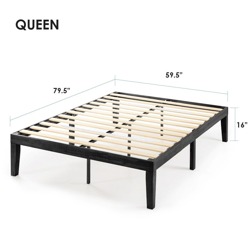 Cadre de lit plateforme en bois massif classique de 40 cm (16 pouces) disponible en plusieurs finitions