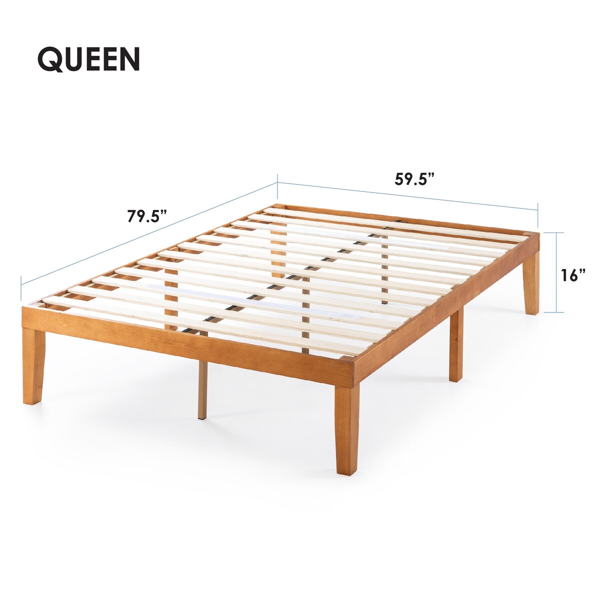 Cadre de lit plateforme en bois massif classique de 40 cm (16 pouces) disponible en plusieurs finitions