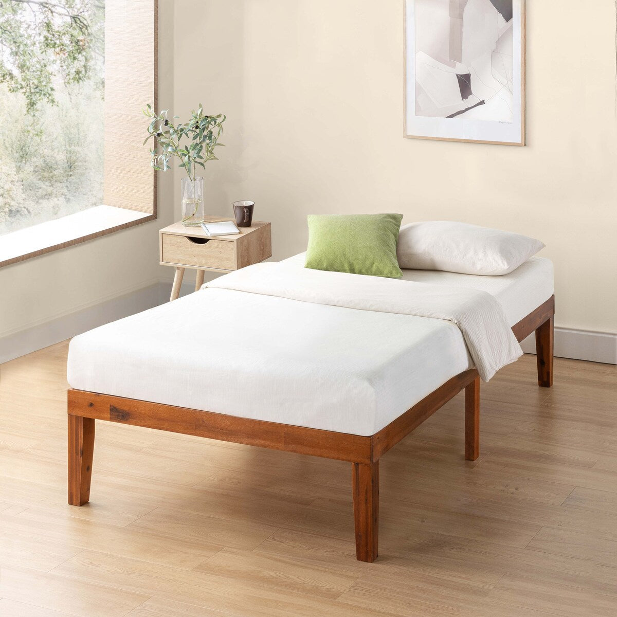 Cadre de lit plateforme en bois massif classique de 40 cm (16 pouces) disponible en plusieurs finitions