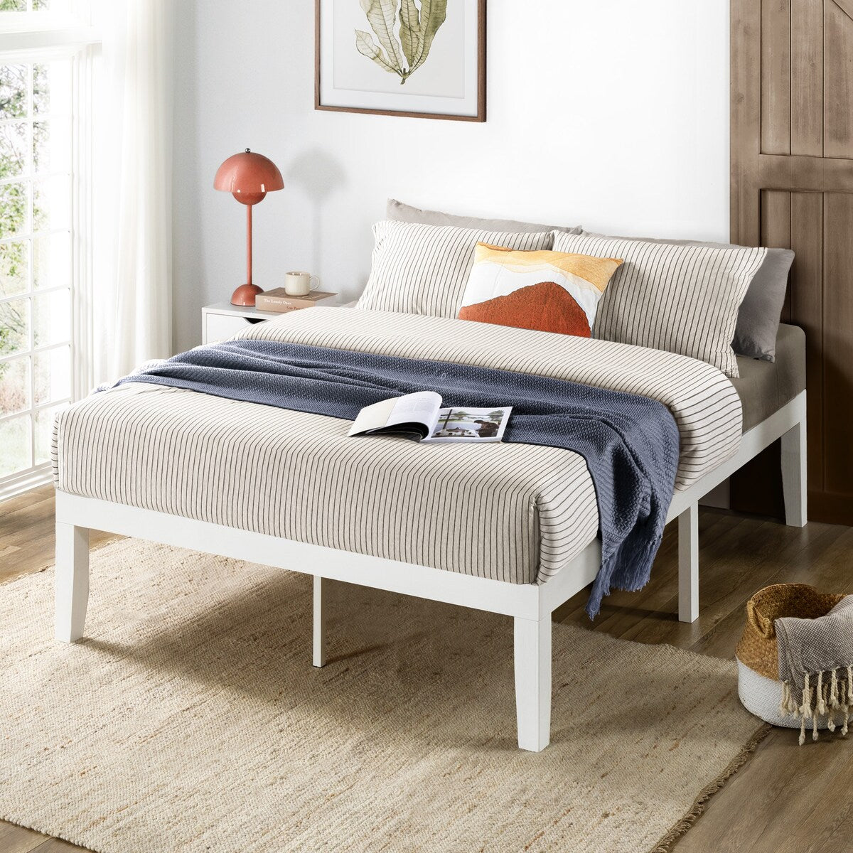 Cadre de lit plateforme en bois massif classique de 40 cm (16 pouces) disponible en plusieurs finitions