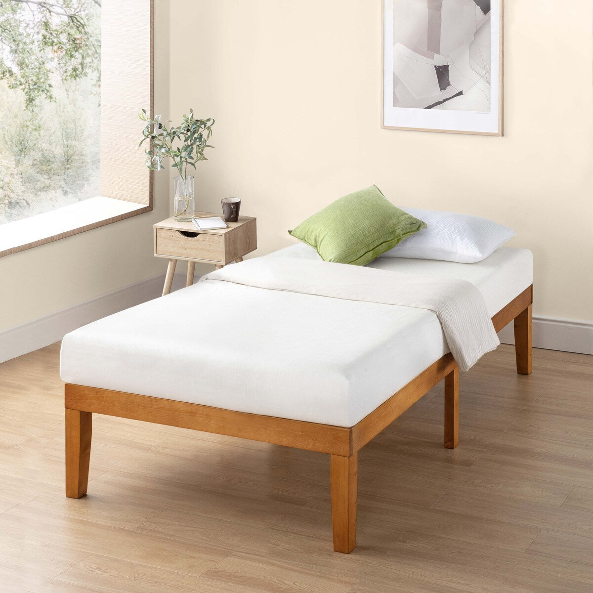 Cadre de lit plateforme en bois massif classique de 40 cm (16 pouces) disponible en plusieurs finitions