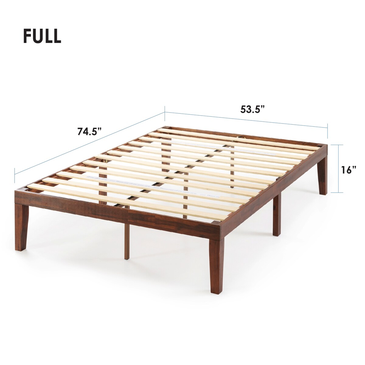 Cadre de lit plateforme en bois massif classique de 40 cm (16 pouces) disponible en plusieurs finitions
