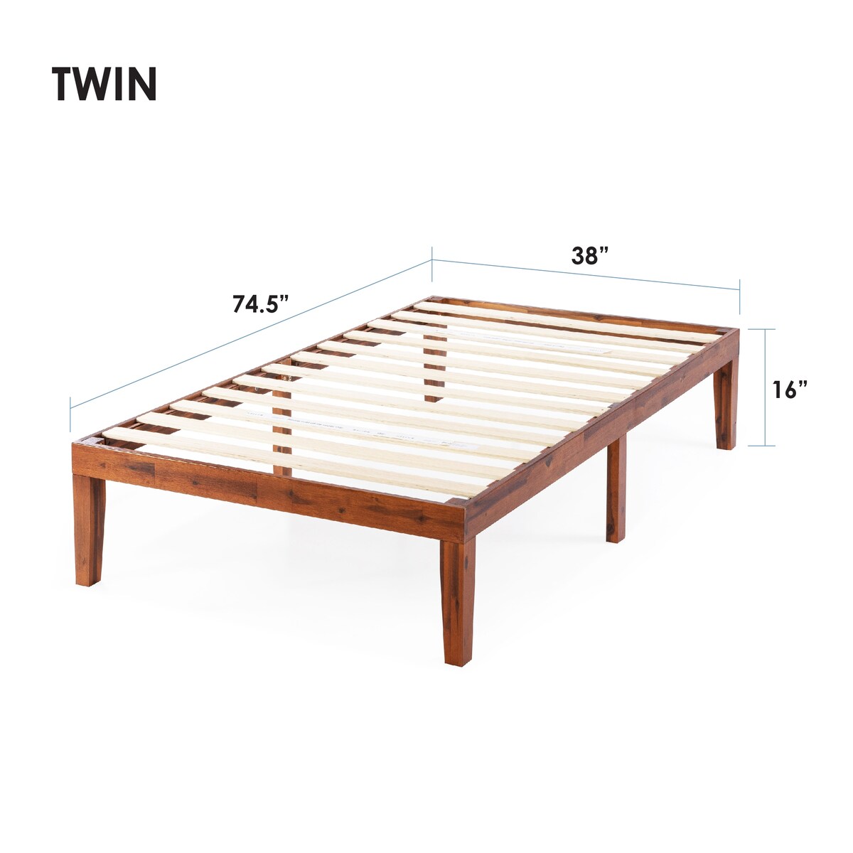 Cadre de lit plateforme en bois massif classique de 40 cm (16 pouces) disponible en plusieurs finitions