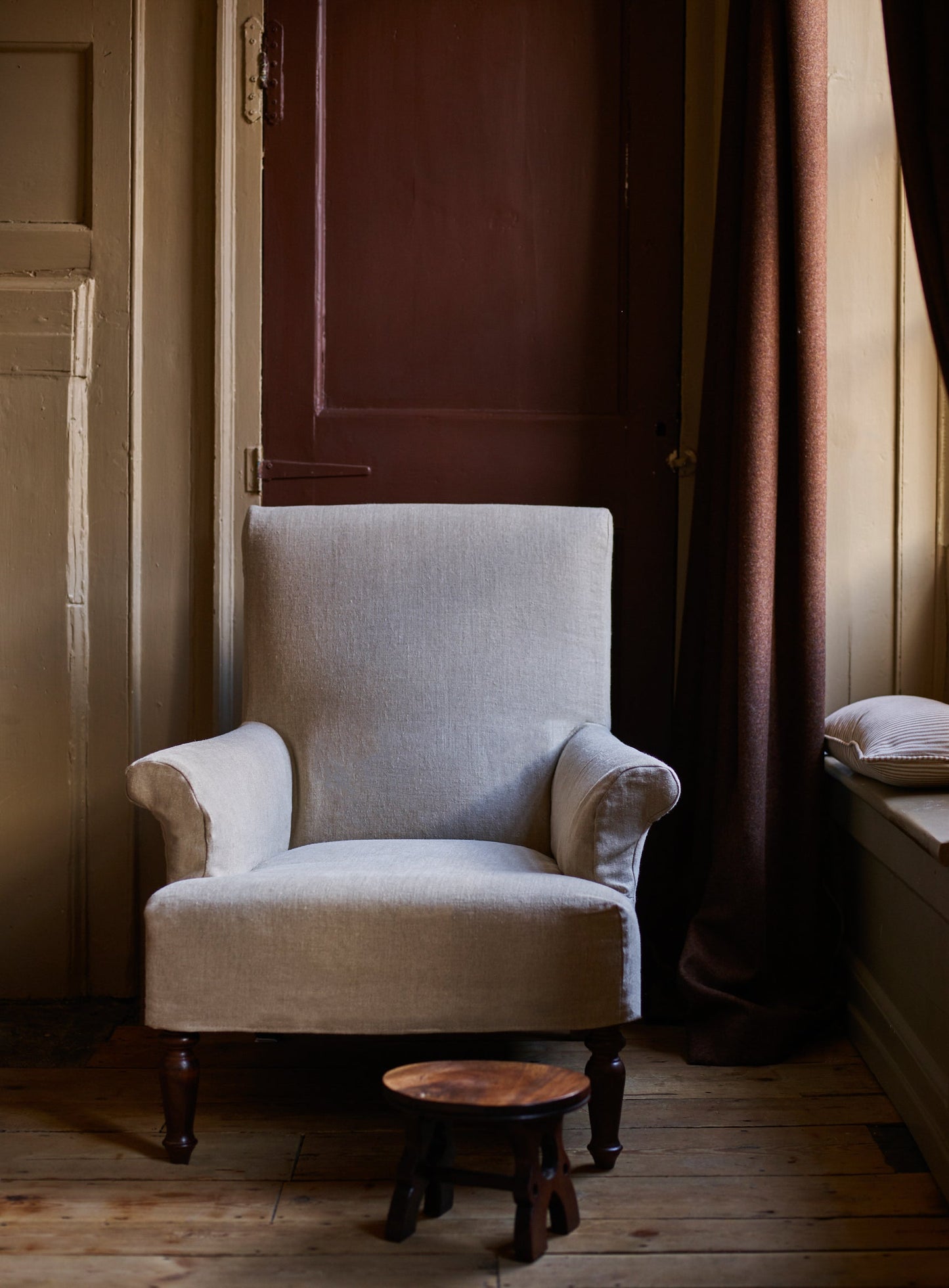 Fauteuil Wilford, rayures ocres Heritage