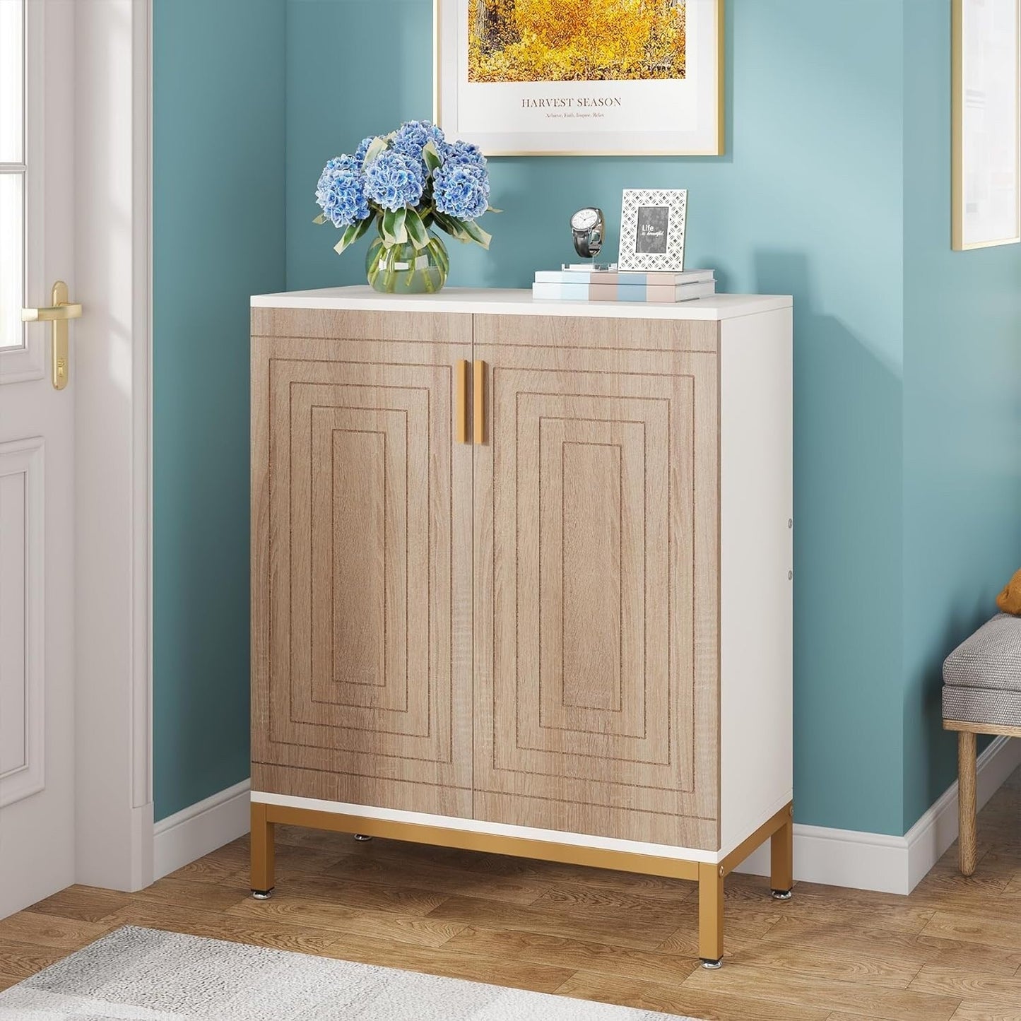 Meuble à chaussures moderne avec portes, pouvant contenir 20 paires, organiseur de chaussures d'entrée indépendant à 6 niveaux.