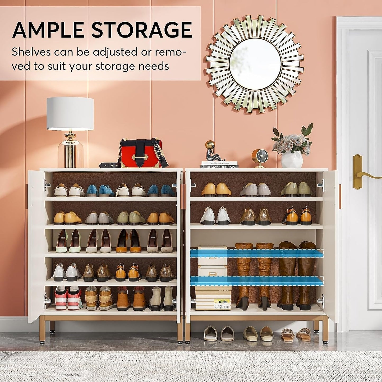 Meuble à chaussures moderne avec portes, pouvant contenir 20 paires, organiseur de chaussures d'entrée indépendant à 6 niveaux.