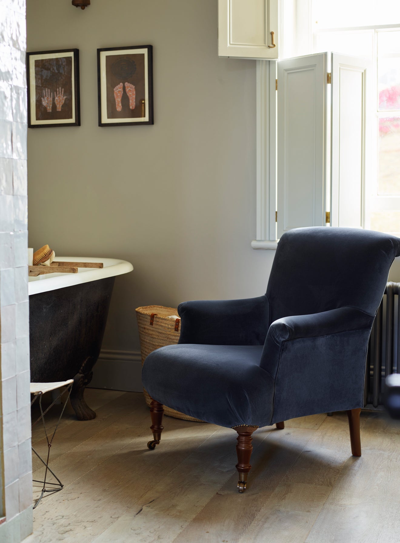 Fauteuil Finley, velours gris ardoise