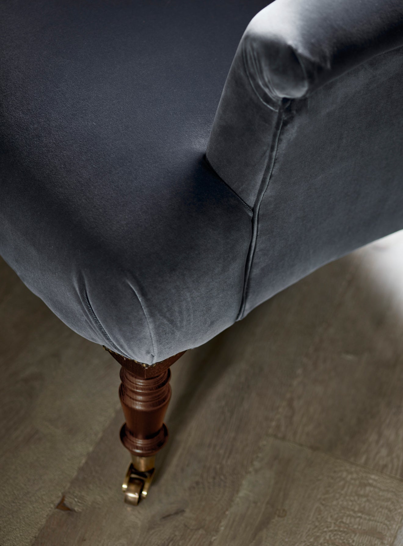 Fauteuil Finley, velours gris ardoise