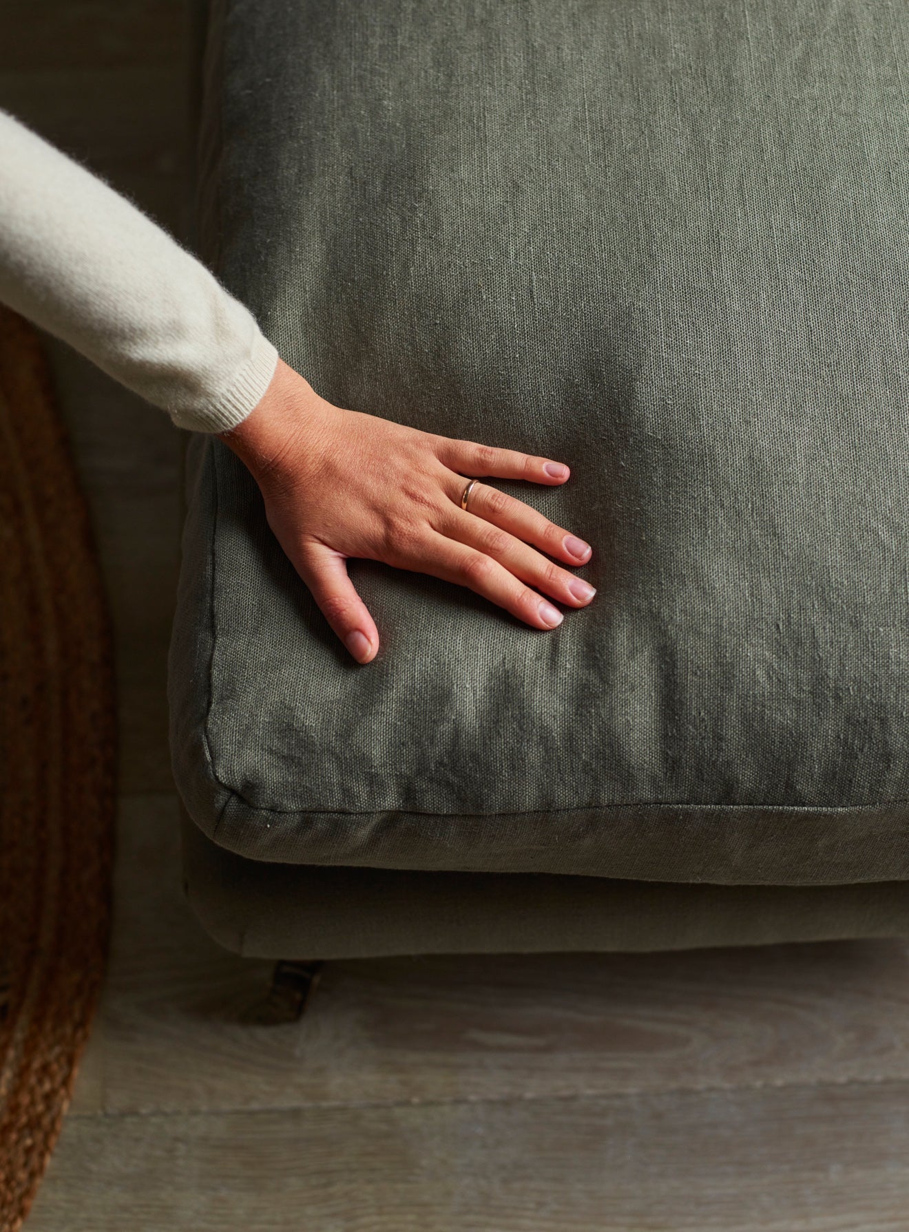 Repose-pieds Remy, rayure ocre Heritage