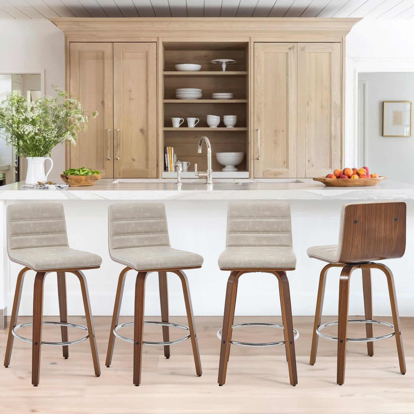 Tabourets de bar/hauts-sièges pivotants en simili cuir 26/29, lot de 2/3