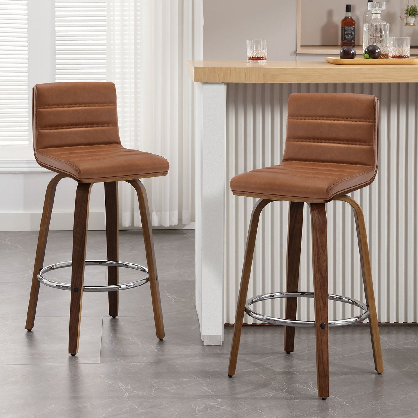Tabourets de bar/hauts-sièges pivotants en simili cuir 26/29, lot de 2/3