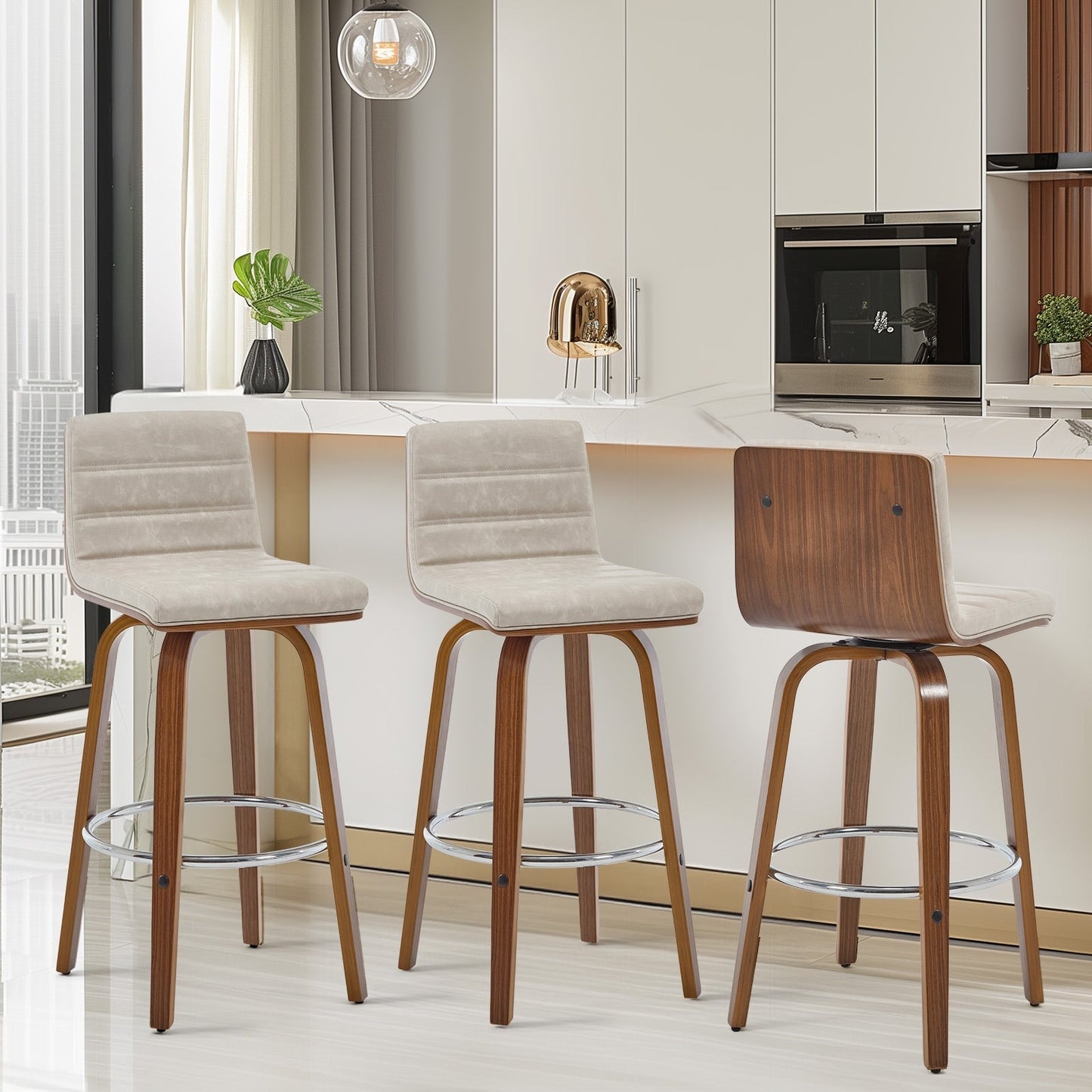 Tabourets de bar/hauts-sièges pivotants en simili cuir 26/29, lot de 2/3