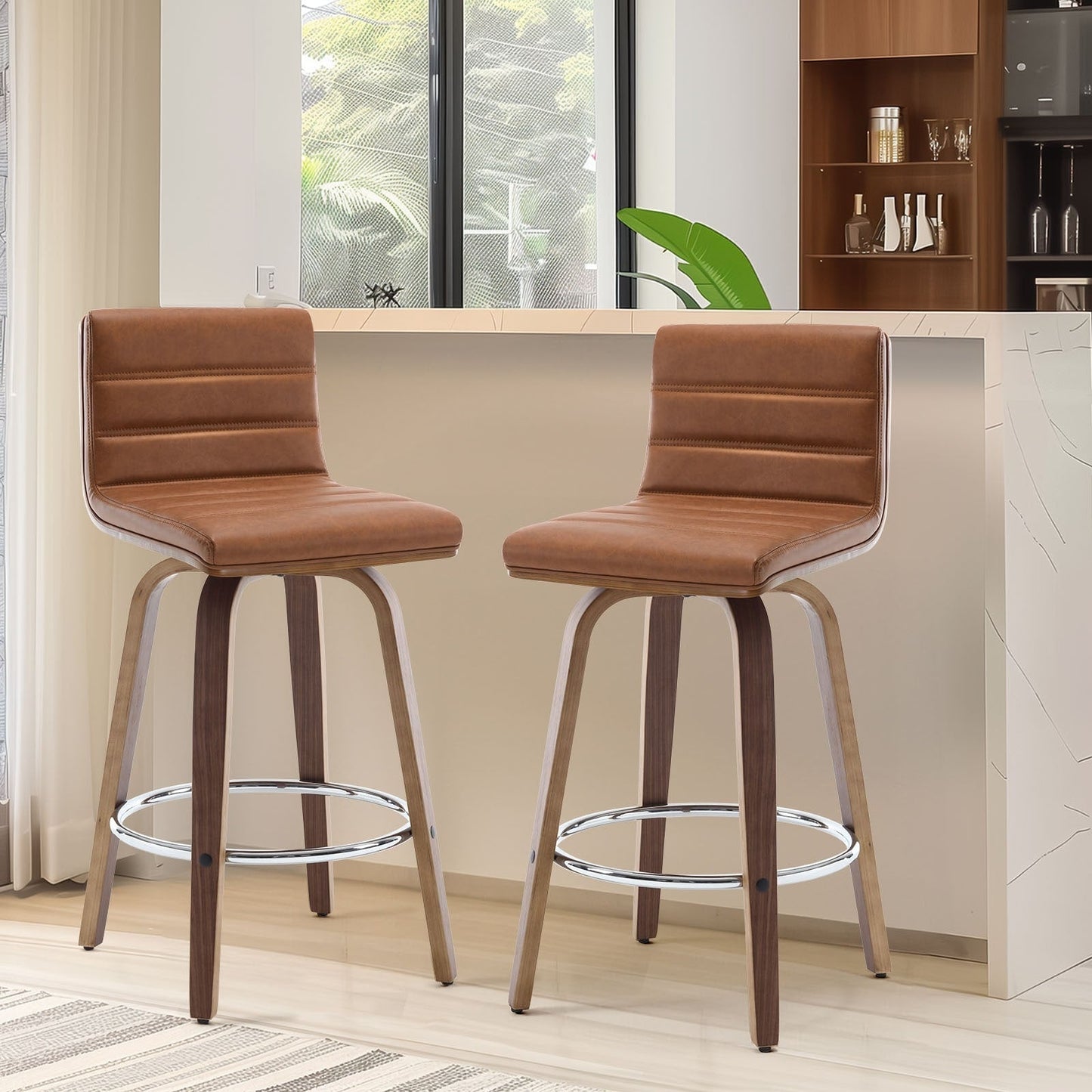 Tabourets de bar/hauts-sièges pivotants en simili cuir 26/29, lot de 2/3