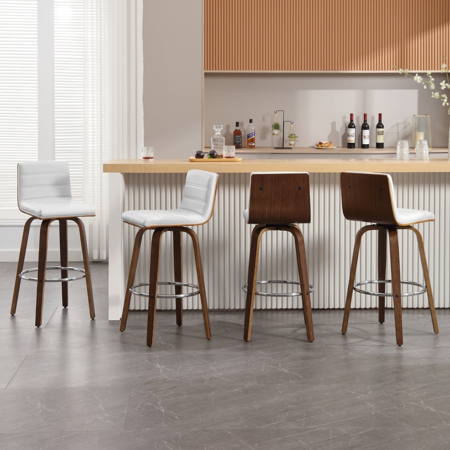 Tabourets de bar/hauts-sièges pivotants en simili cuir 26/29, lot de 2/3
