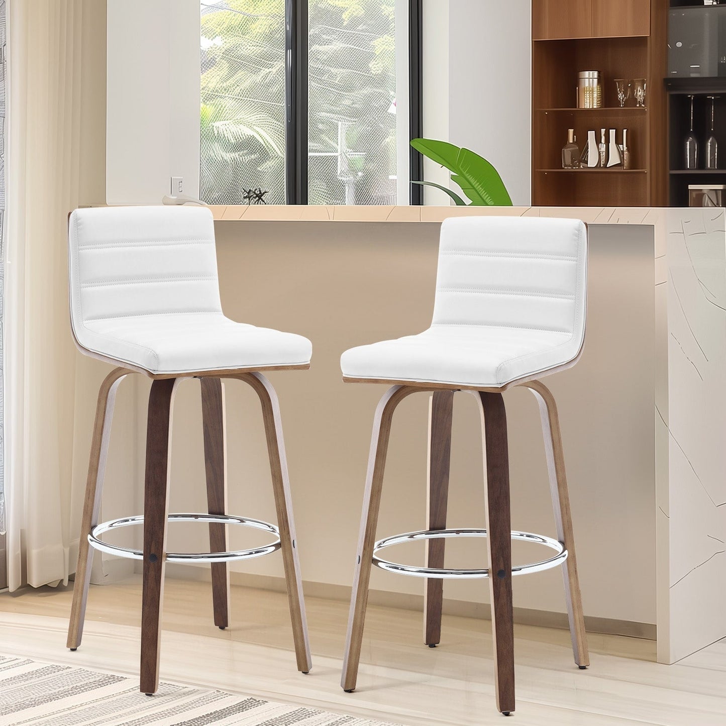 Tabourets de bar/hauts-sièges pivotants en simili cuir 26/29, lot de 2/3