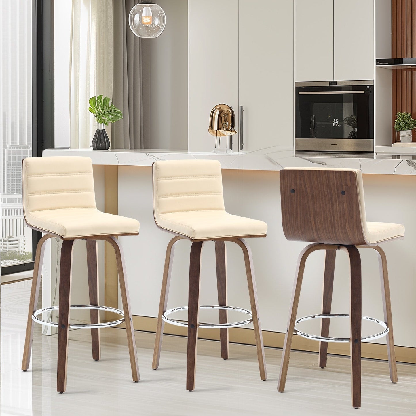 Tabourets de bar/hauts-sièges pivotants en simili cuir 26/29, lot de 2/3