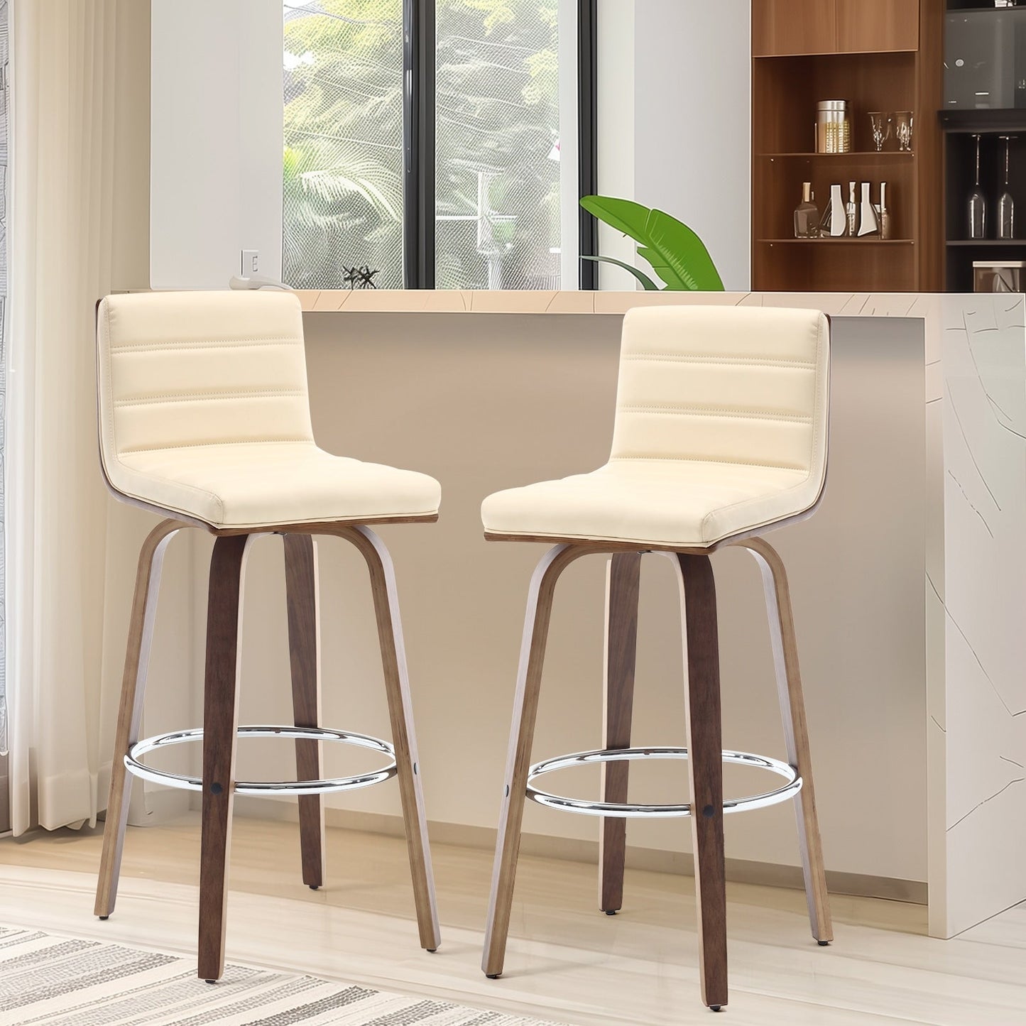 Tabourets de bar/hauts-sièges pivotants en simili cuir 26/29, lot de 2/3