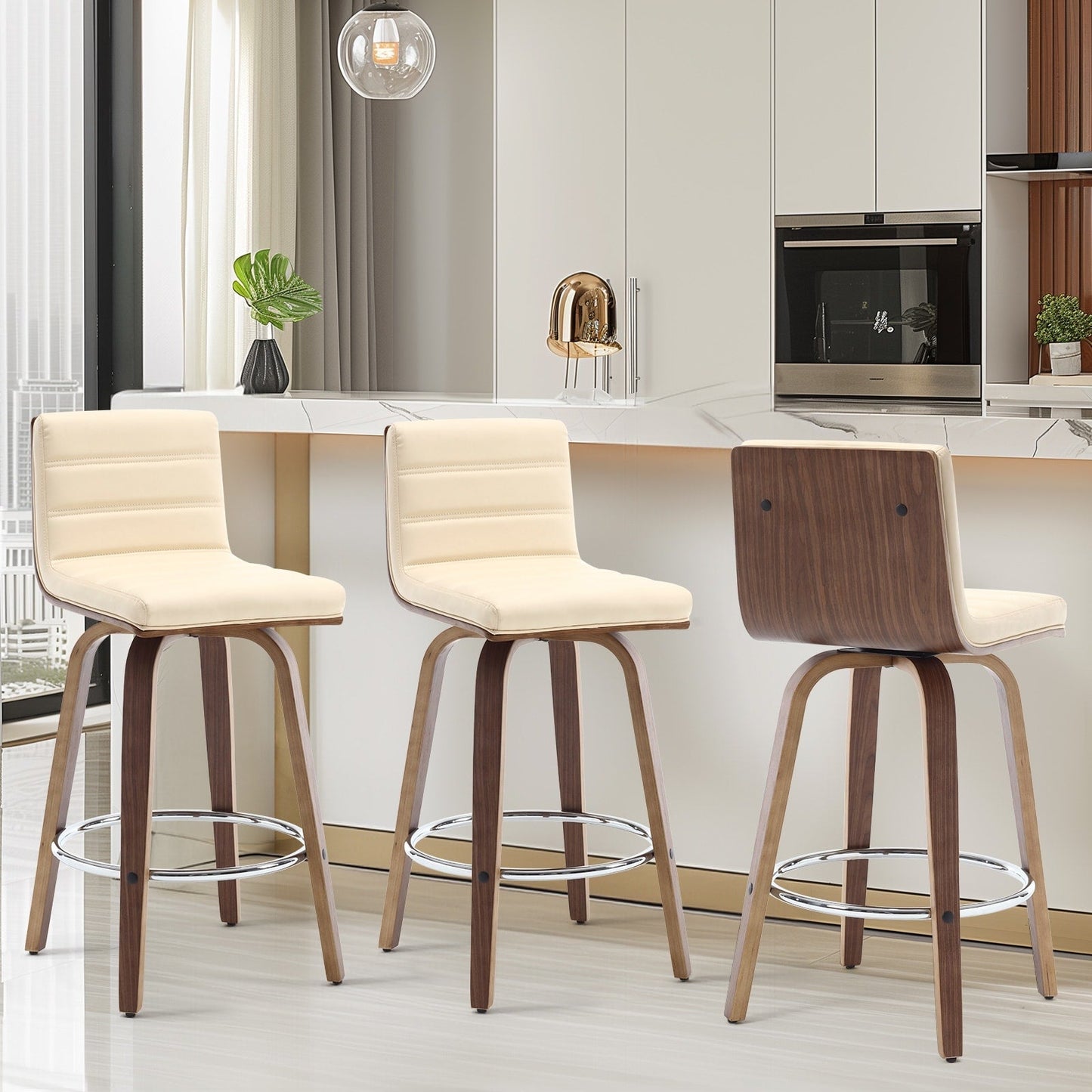 Tabourets de bar/hauts-sièges pivotants en simili cuir 26/29, lot de 2/3