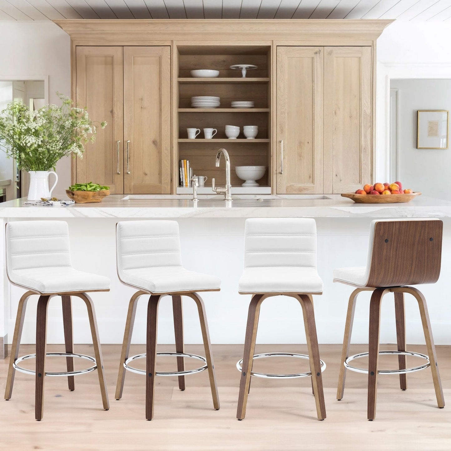 Tabourets de bar/hauts-sièges pivotants en simili cuir 26/29, lot de 2/3