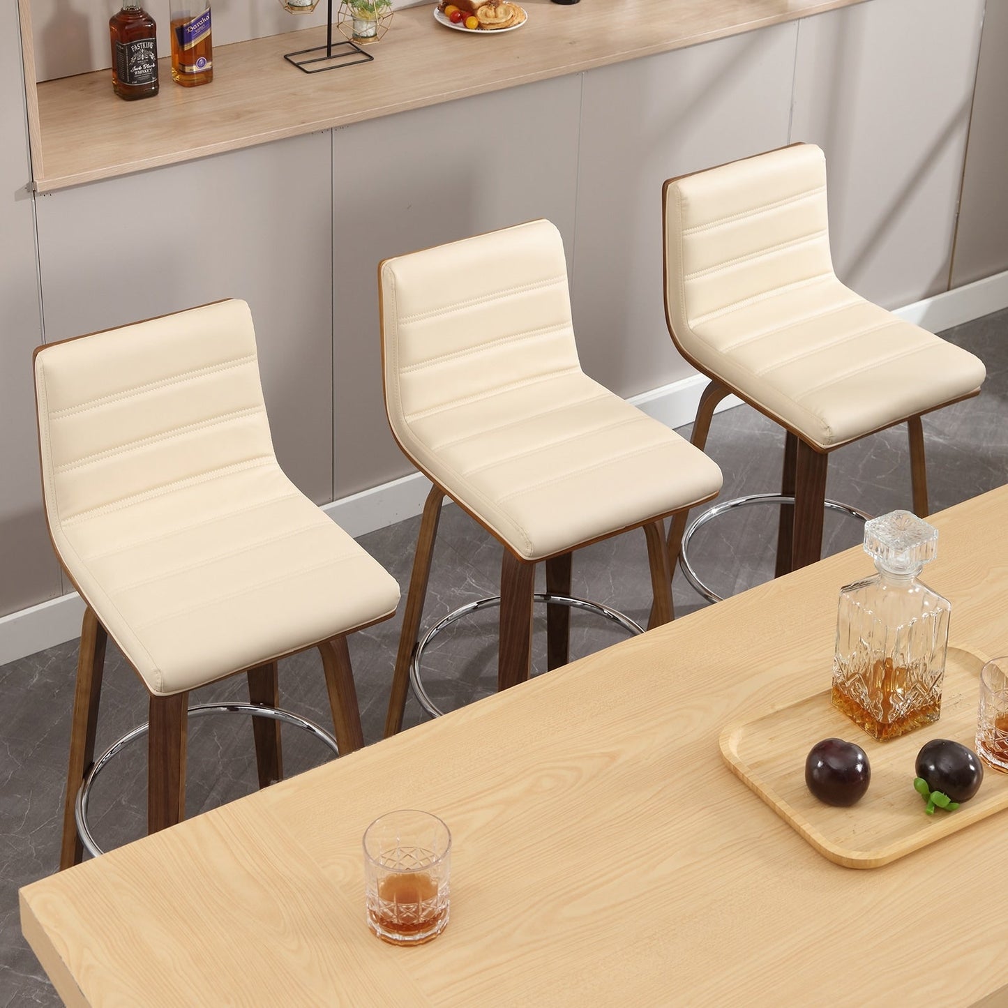 Tabourets de bar/hauts-sièges pivotants en simili cuir 26/29, lot de 2/3