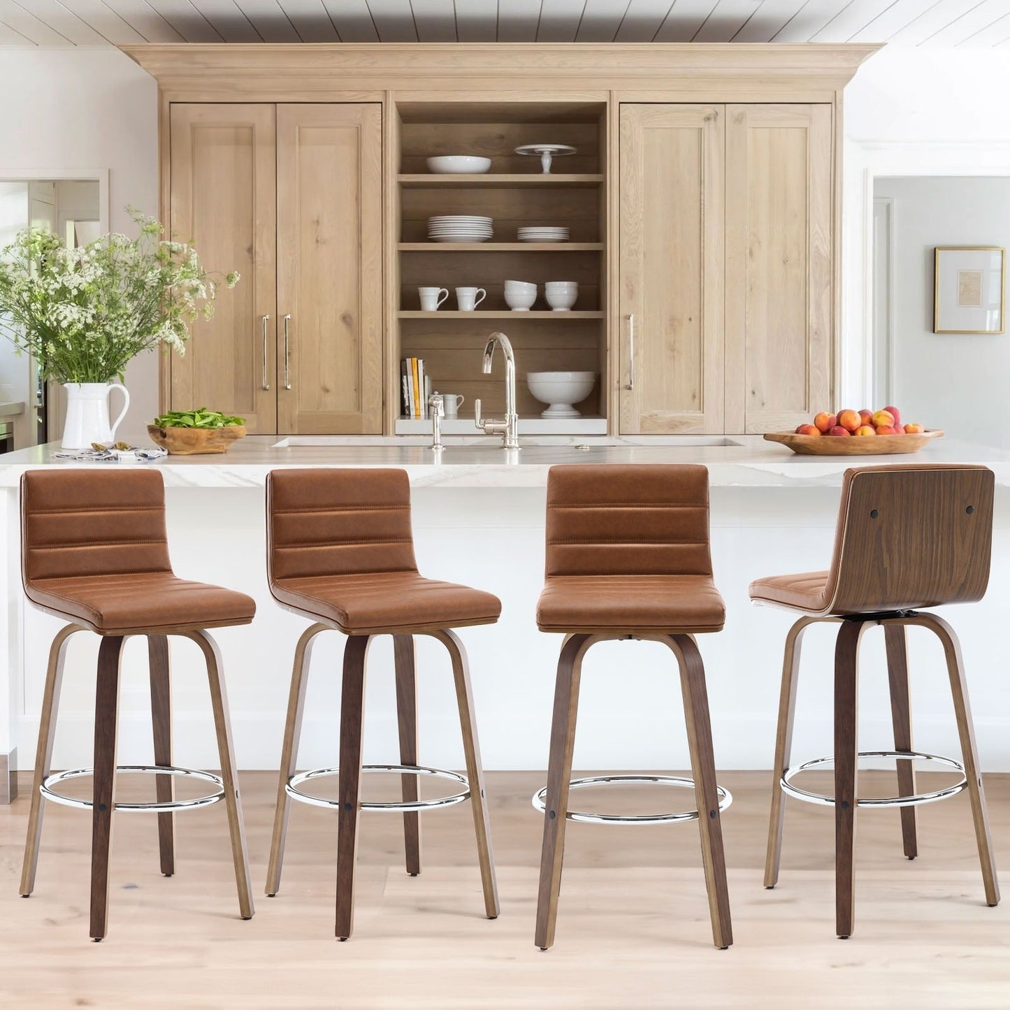 Tabourets de bar/hauts-sièges pivotants en simili cuir 26/29, lot de 2/3