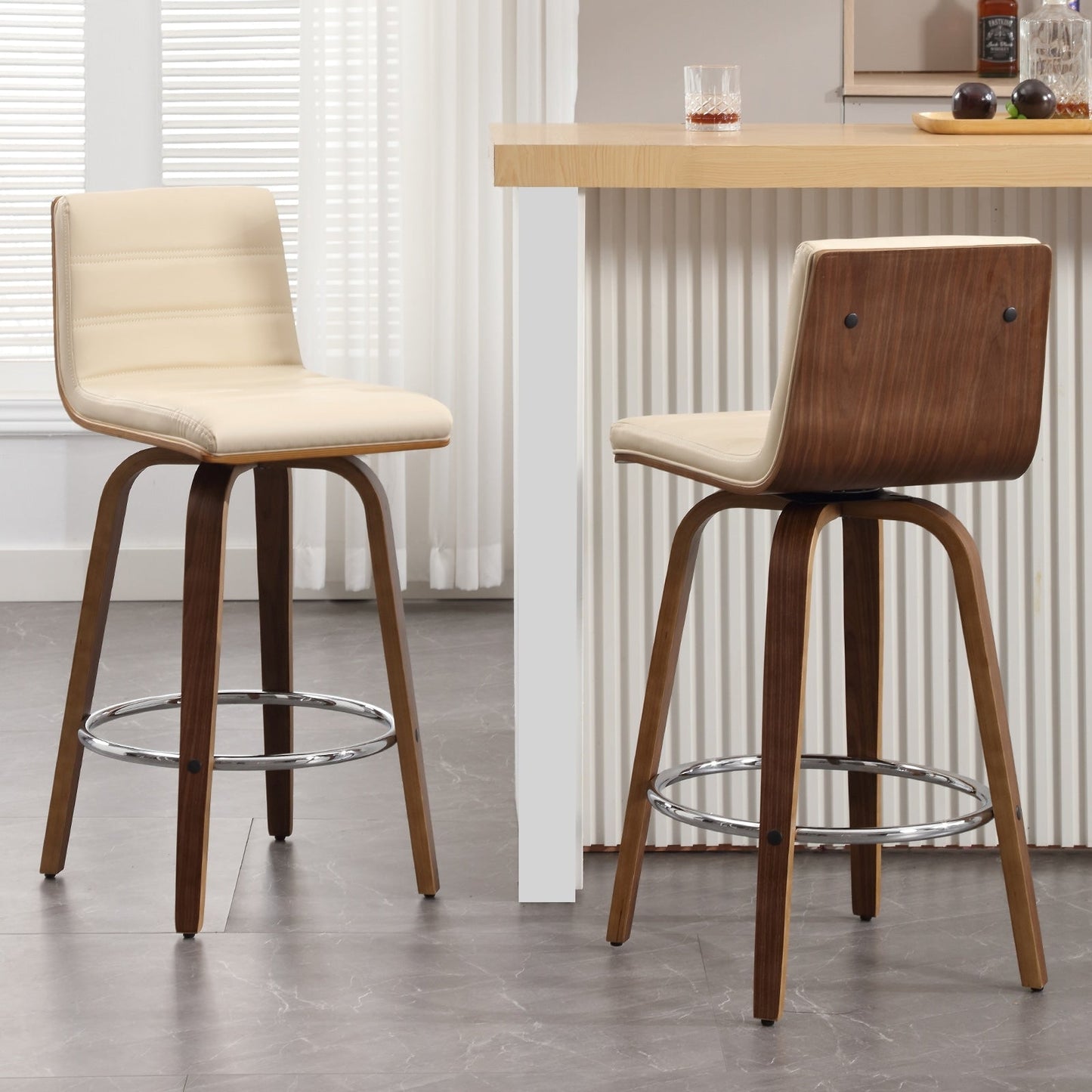Tabourets de bar/hauts-sièges pivotants en simili cuir 26/29, lot de 2/3