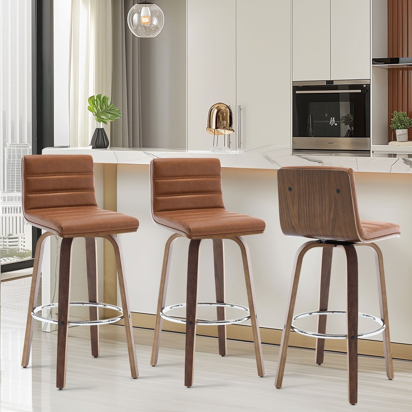 Tabourets de bar/hauts-sièges pivotants en simili cuir 26/29, lot de 2/3