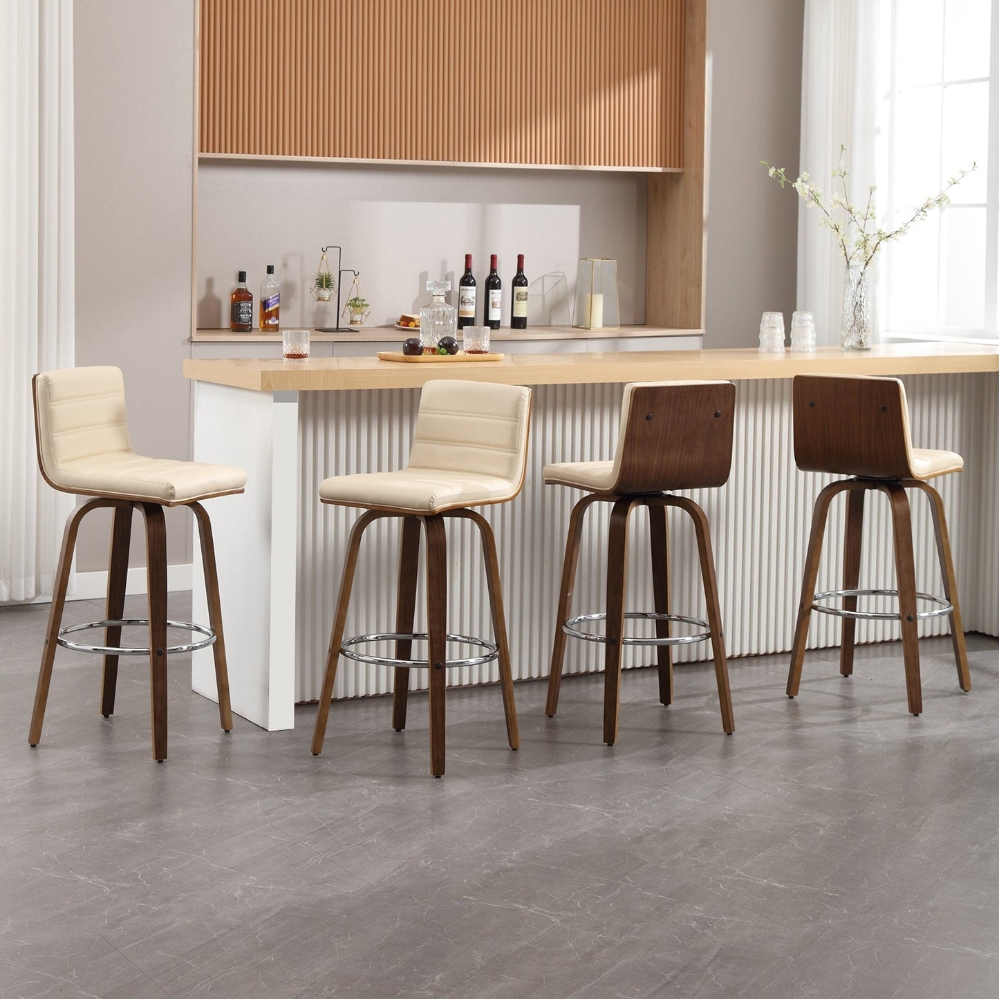 Tabourets de bar/hauts-sièges pivotants en simili cuir 26/29, lot de 2/3