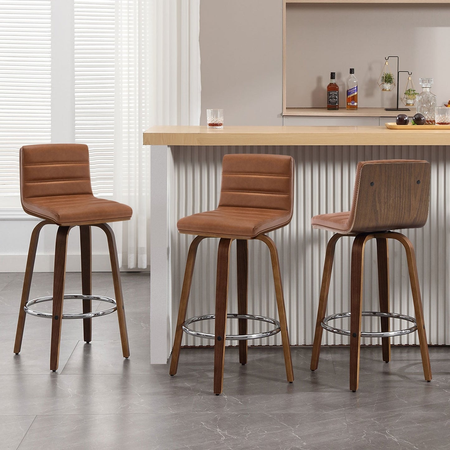 Tabourets de bar/hauts-sièges pivotants en simili cuir 26/29, lot de 2/3