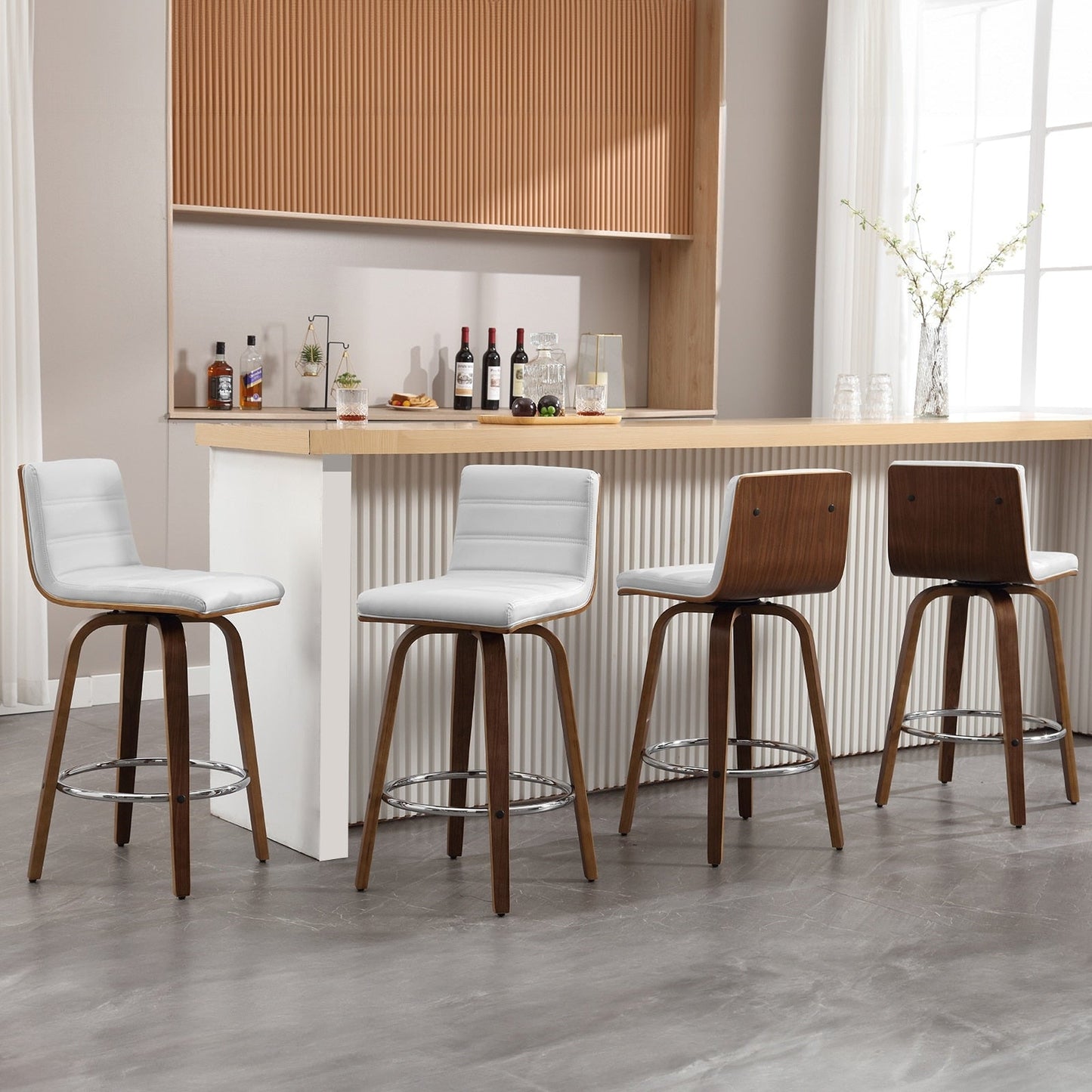 Tabourets de bar/hauts-sièges pivotants en simili cuir 26/29, lot de 2/3