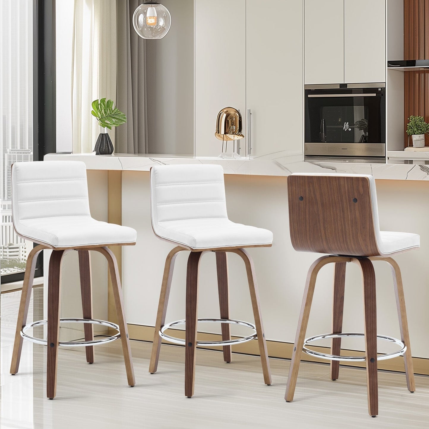 Tabourets de bar/hauts-sièges pivotants en simili cuir 26/29, lot de 2/3