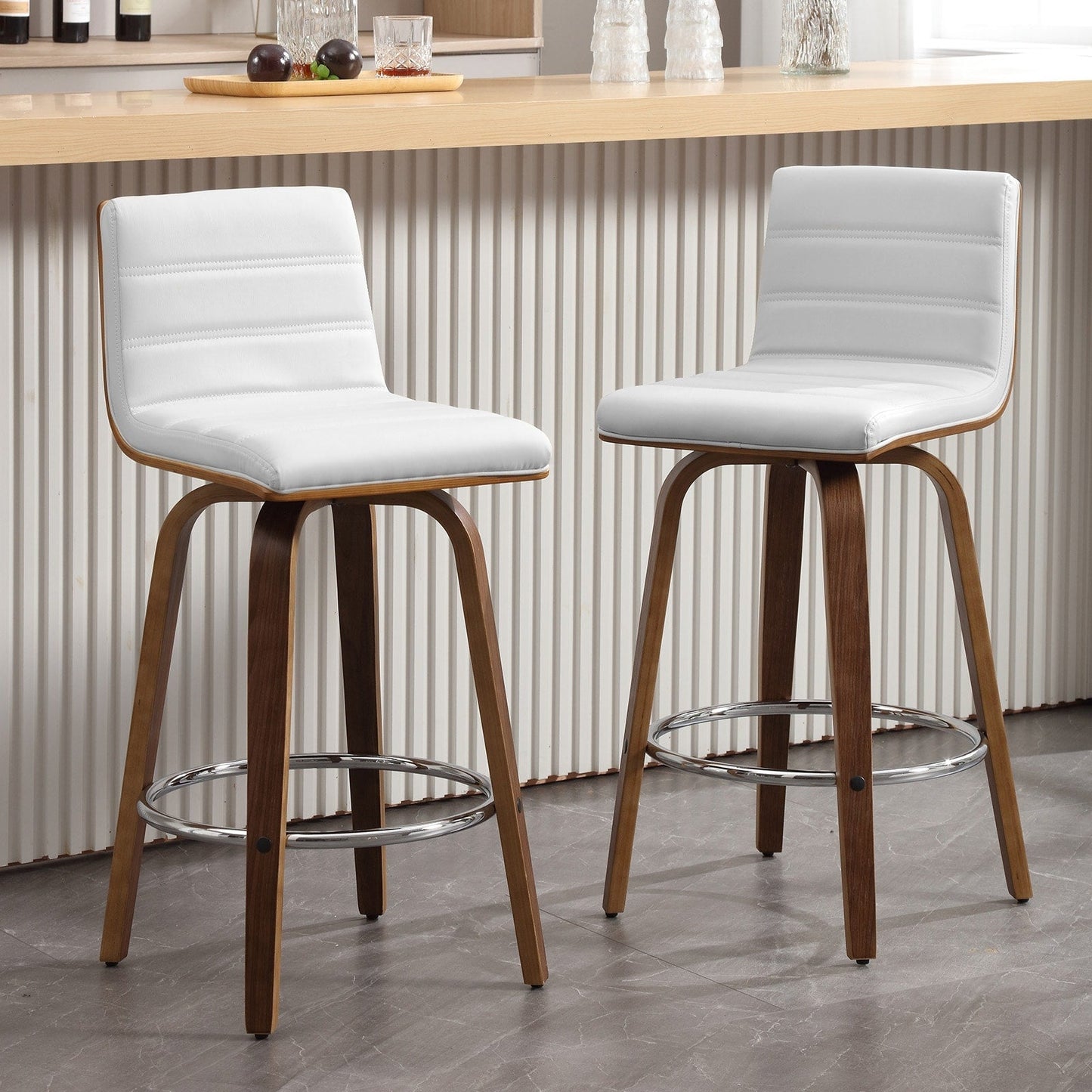 Tabourets de bar/hauts-sièges pivotants en simili cuir 26/29, lot de 2/3