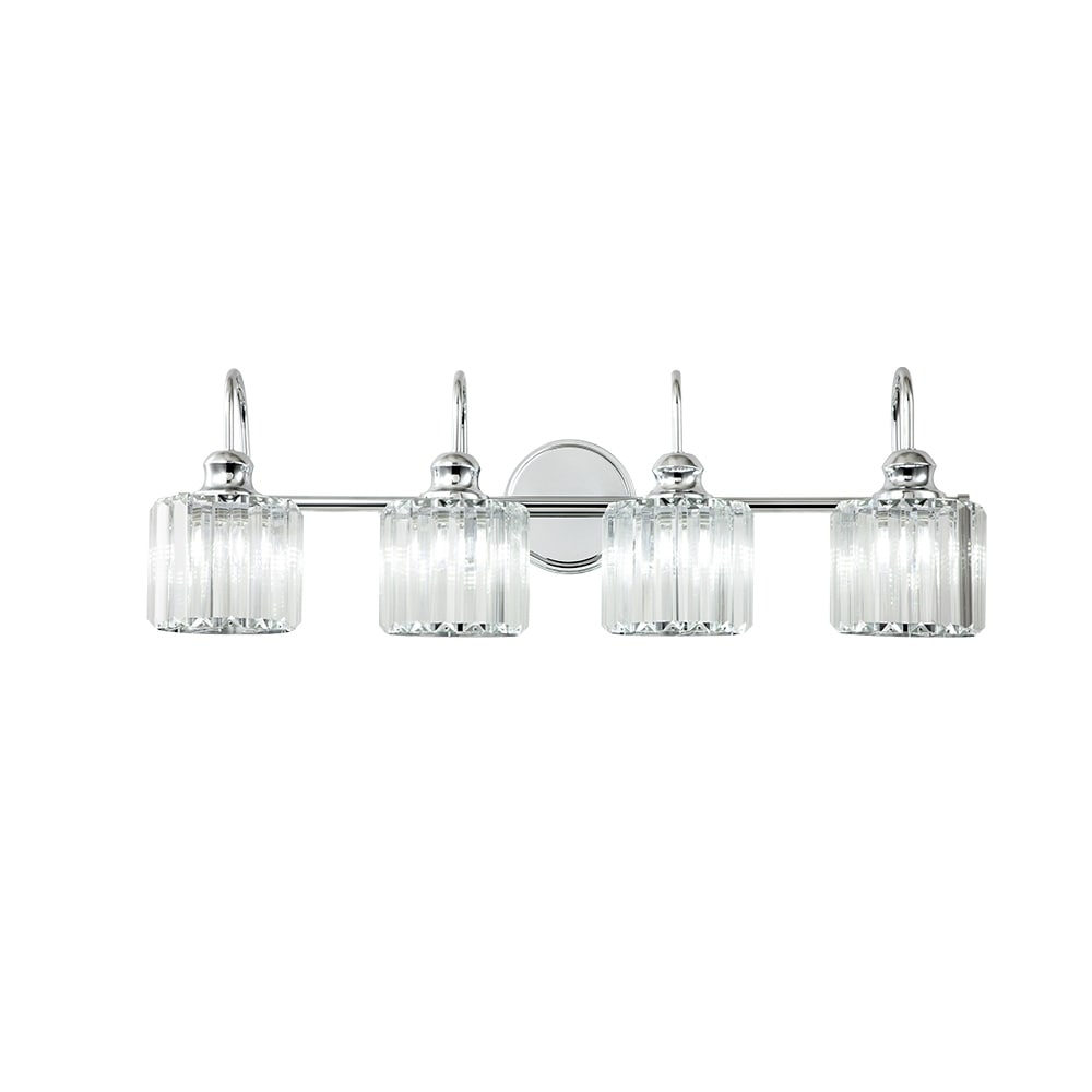 Éclairage de salle de bain moderne et élégant à 3/4 lumières, linéaire, à intensité variable, avec cristaux, à placer au-dessus du miroir.