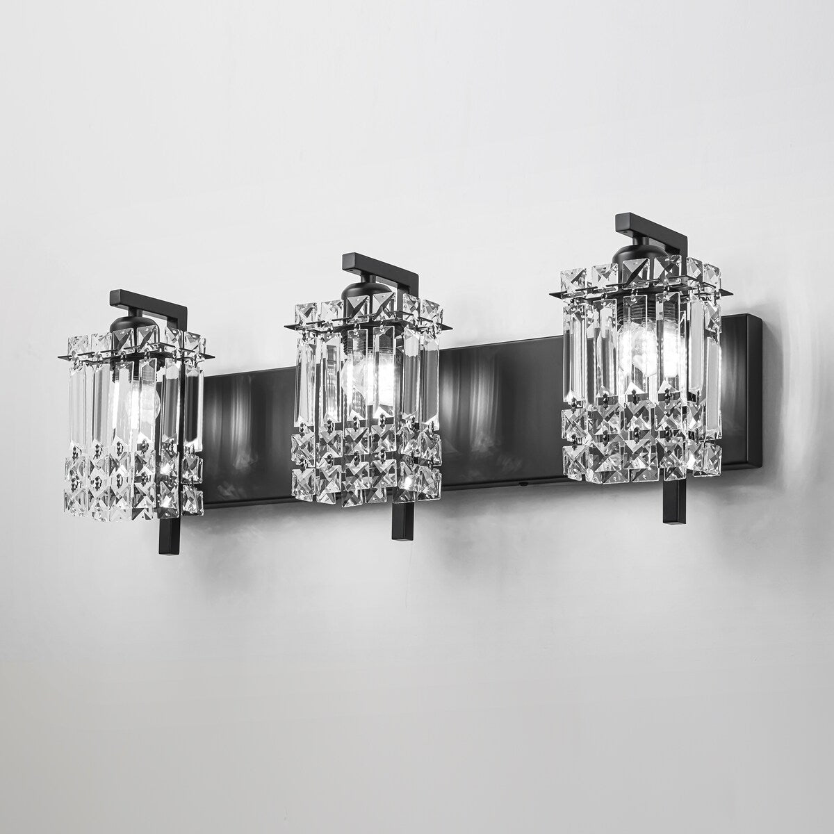 Éclairage de salle de bain moderne et glamour à 3 lumières, applique murale en cristal pour miroir
