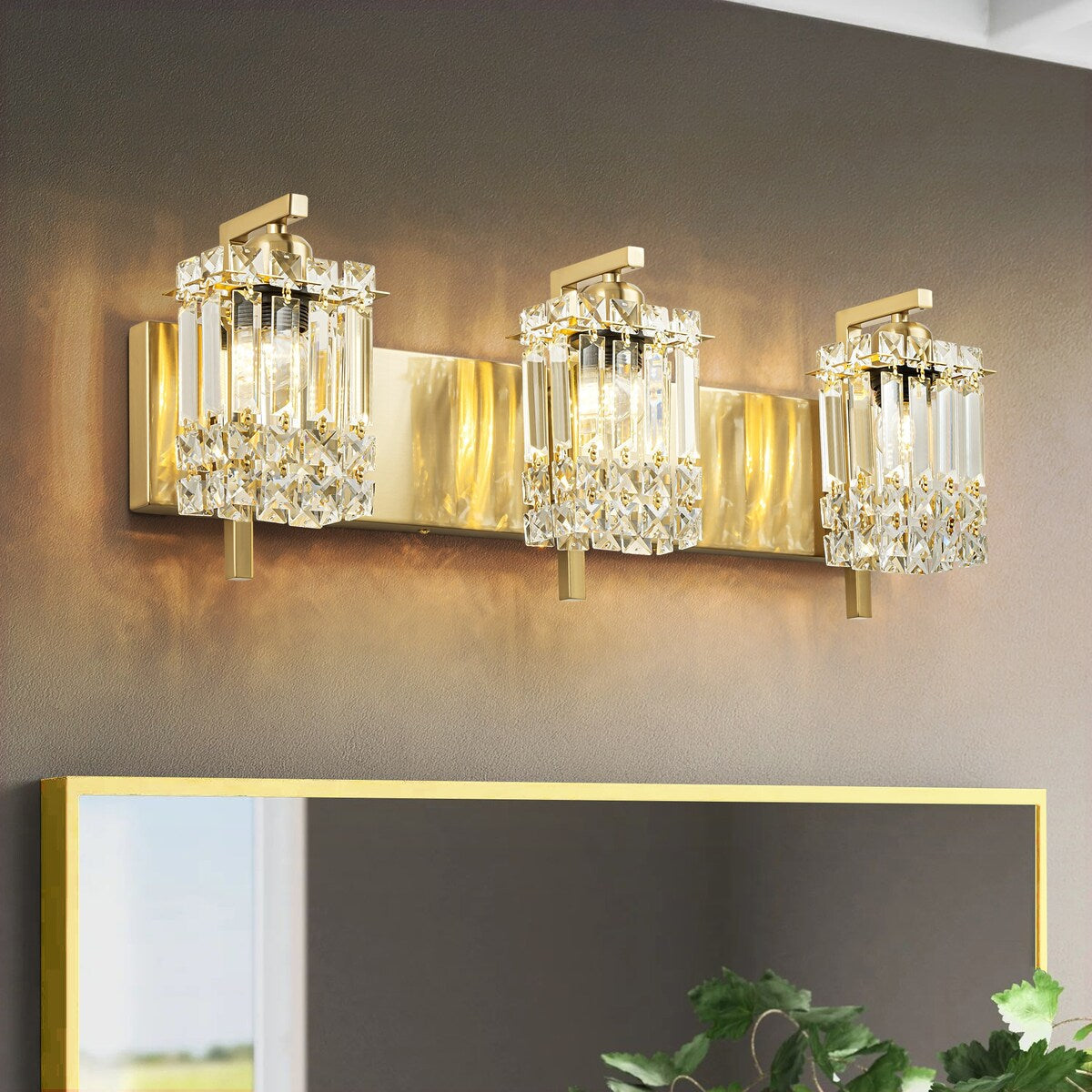 Éclairage de salle de bain moderne et glamour à 3 lumières, applique murale en cristal pour miroir