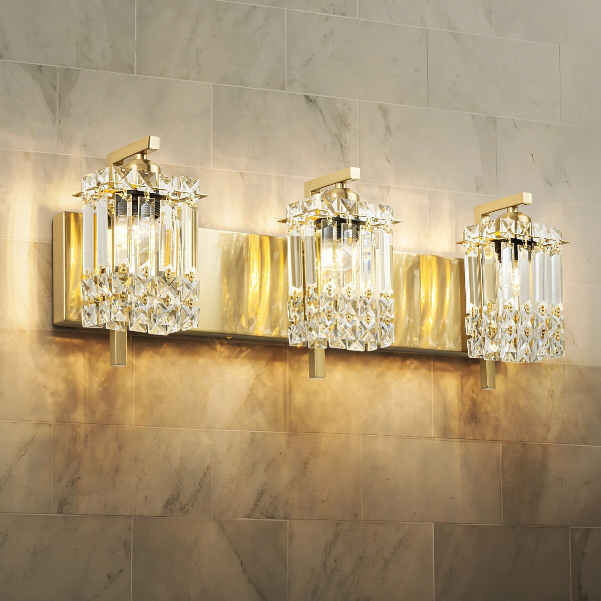 Éclairage de salle de bain moderne et glamour à 3 lumières, applique murale en cristal pour miroir