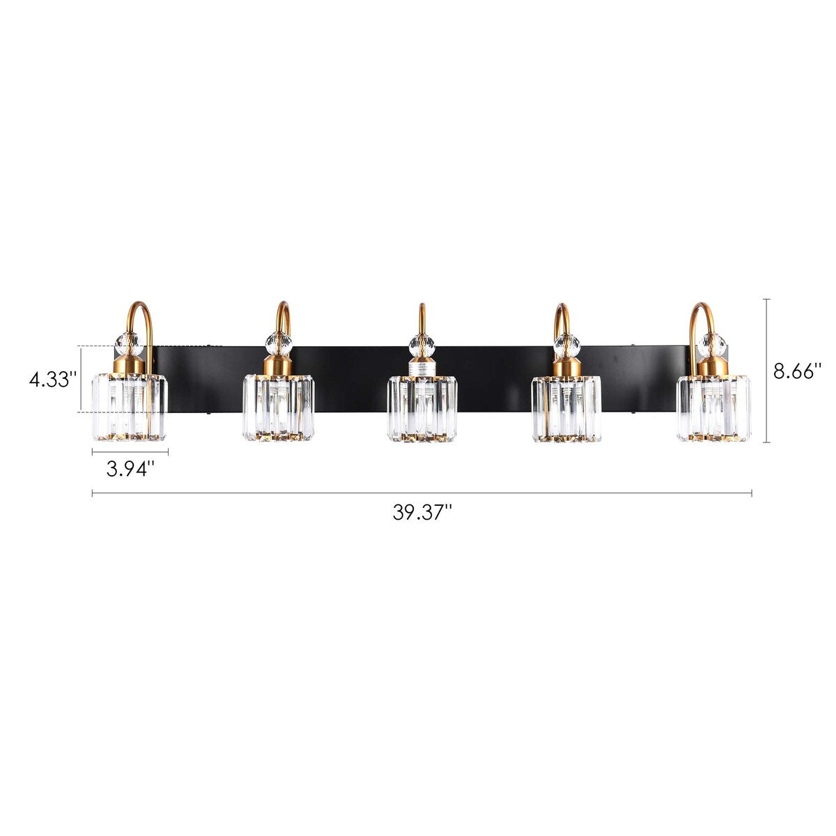 Chrome/ Noir/ Or Moderne Murale pour Salle de Bain et Toilettes, Lustre à Cristaux pour Miroir, Luminaire de Toilette, Eclairage de Vanité