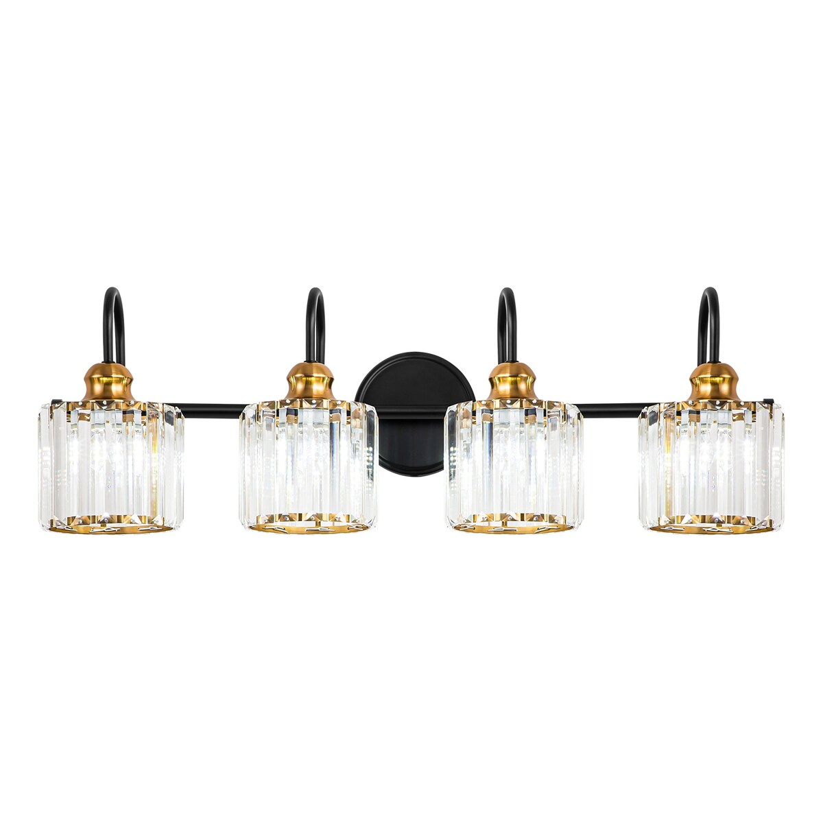 Chrome/ Noir/ Or Moderne Murale pour Salle de Bain et Toilettes, Lustre à Cristaux pour Miroir, Luminaire de Toilette, Eclairage de Vanité