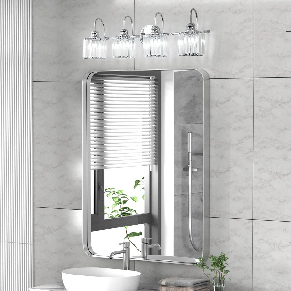 Chrome/ Noir/ Or Moderne Murale pour Salle de Bain et Toilettes, Lustre à Cristaux pour Miroir, Luminaire de Toilette, Eclairage de Vanité