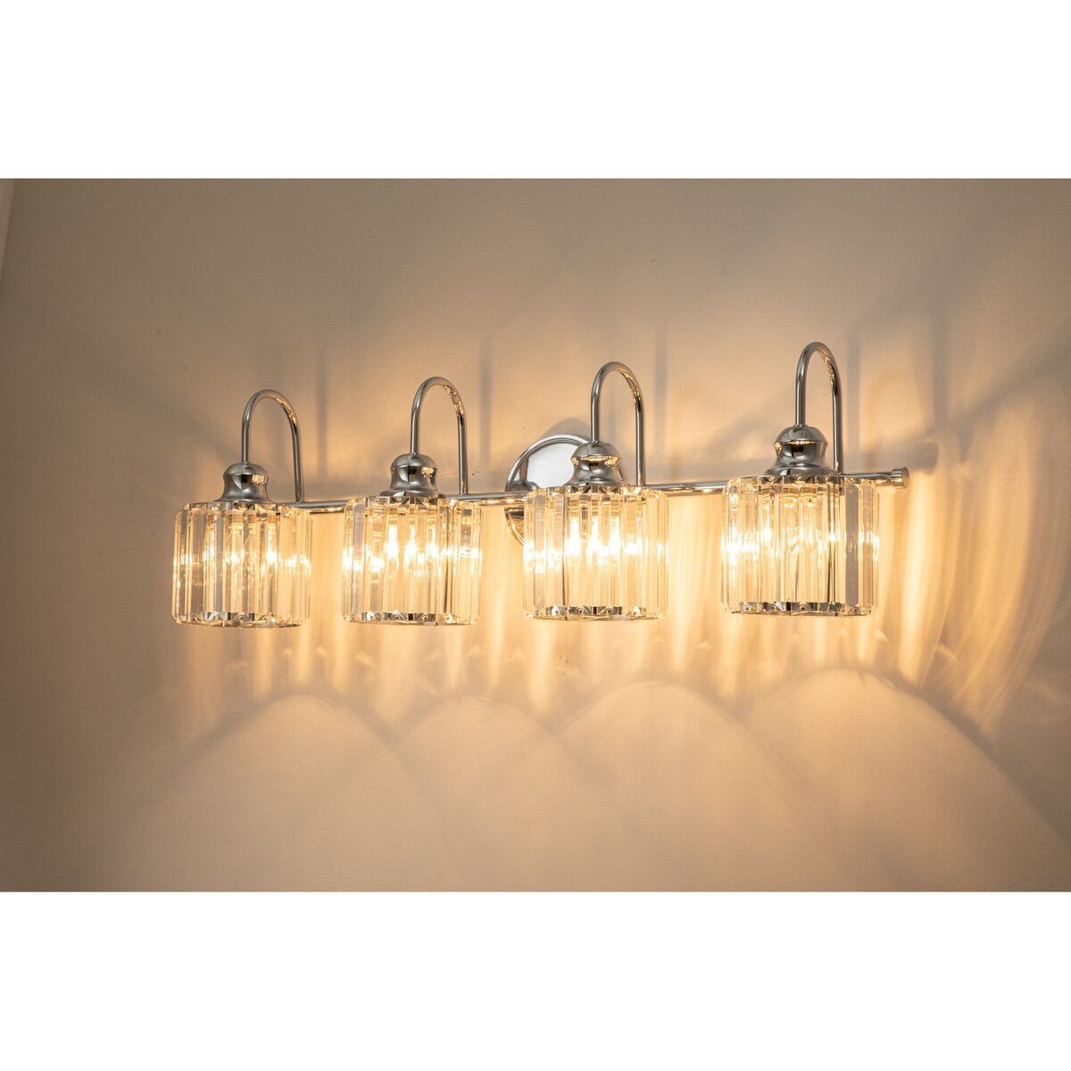 Chrome/ Noir/ Or Moderne Murale pour Salle de Bain et Toilettes, Lustre à Cristaux pour Miroir, Luminaire de Toilette, Eclairage de Vanité
