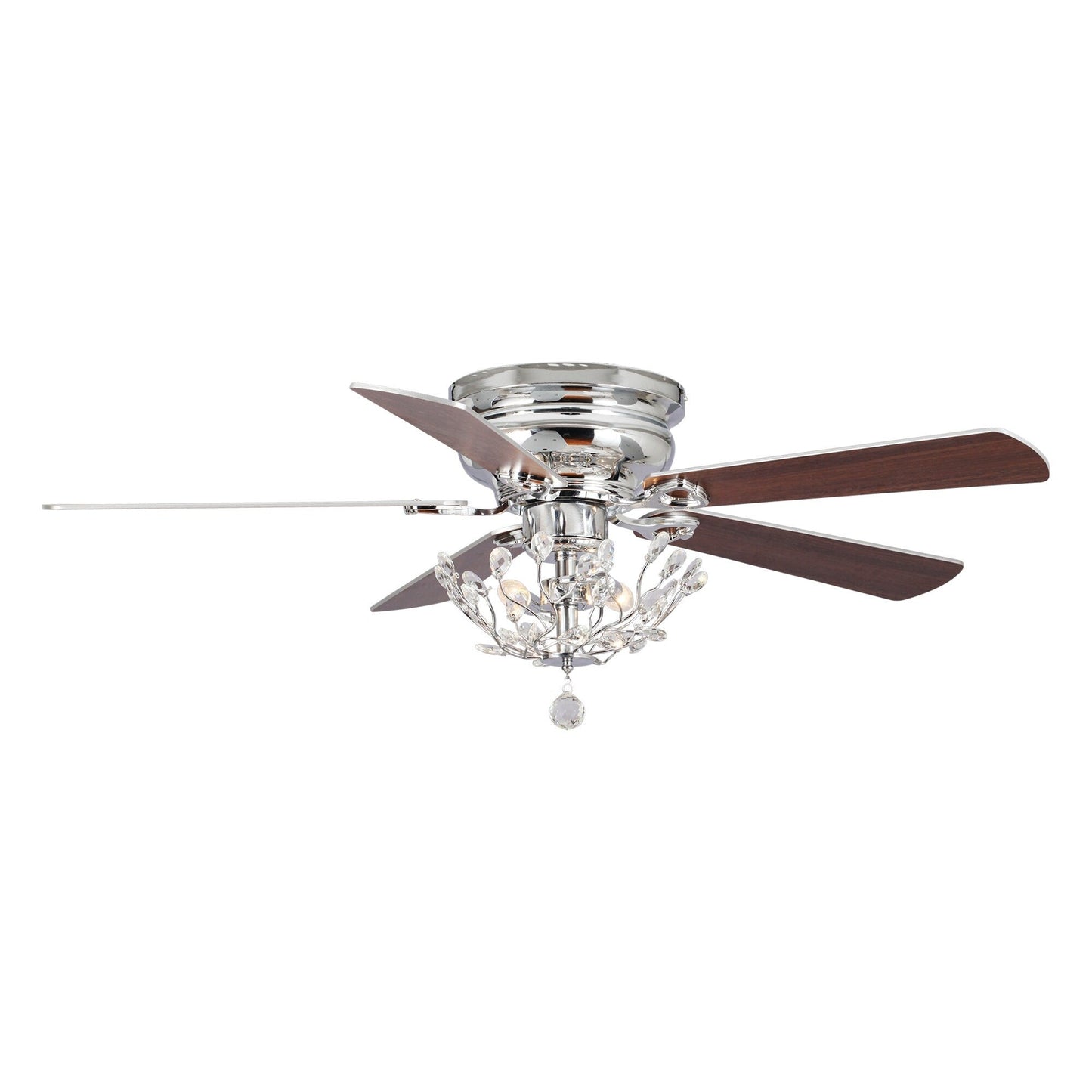 Ventilateur de plafond moderne à 5 pales réversibles, à montage encastré, avec télécommande, 48 pouces, en cristal.